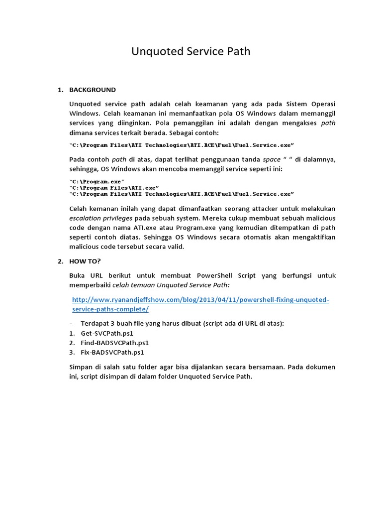Memperbaiki Unquoted Service Path Windows | PDF
