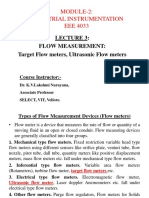 MODULE-2: Industrial Instrumentation EEE 4033: Flow Measurement: Target Flow Meters, Ultrasonic Flow Meters