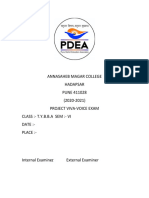 Annasaheb Magar College Hadapsar PUNE 411028 (2020-2021) Project Viva-Voice Exam Class:-T.Y.B.B.A Sem: - Vi Date: - Place