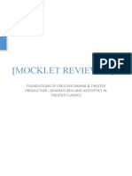 (Mocklet Reviewer) : Foundations of Creative Drama & Theater Production, Dramaturgy and Aesthetics in Theater Classics