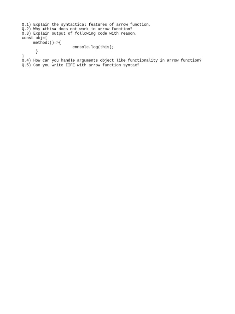 Arrow Function Questions | PDF