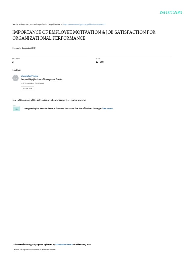 Employee Motivation & Job Satisfaction Impact | PDF | Motivation ...