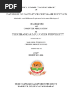 Teerthankar Mahaveer University: Database of Fantasy Cricket Game in Python