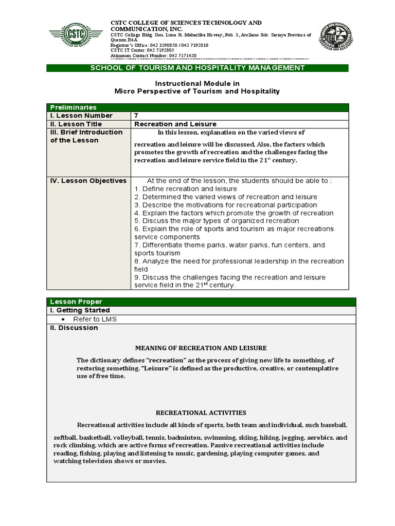 School of Tourism and Hospitality Management | Download Free PDF ...