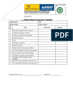 Travelling Vehicle Inspection Checklist