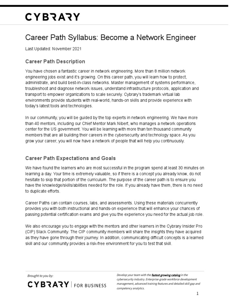 Network Engineer Career Path Overview | PDF | Cisco Certifications ...