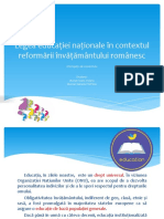 Legea educaţiei naţionale în contextul reformării învăţământului românesc-interogaţi
