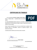 Certificado de Trabajo: Consultora Y Constructora San Miguel S.R.L."