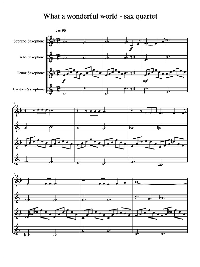 What A Wonderful World Sax Quartet Parts PDF Saxophone Quartet