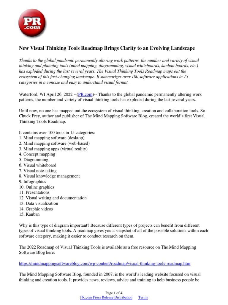 New Visual Thinking Tools Roadmap Brings Clarity To An Evolving Landscape  PDF  Infographics 