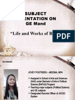 Subject Orientation On GE Mand: "Life and Works of Rizal"
