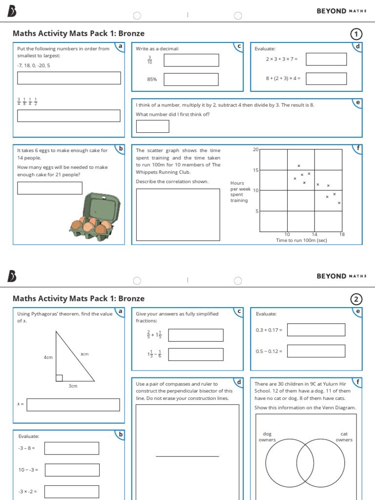 KS3 Maths Activity Mats Answers | PDF | Triangle | Numbers