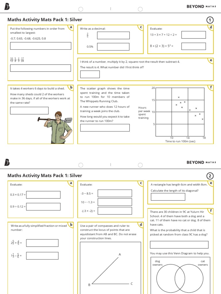 KS3 Maths Activity Mats: Silver Pack | PDF | Area | Mathematics