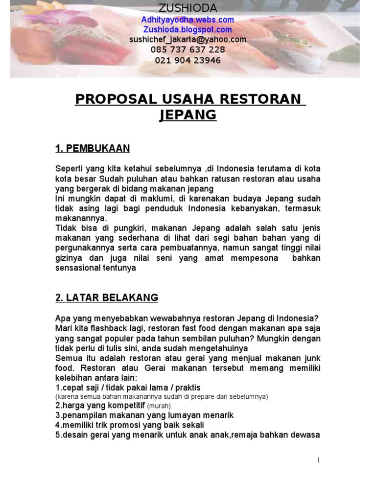 Contoh Proposal Sewa Tempat Usaha Makanan Di Mall - Sebuah ...