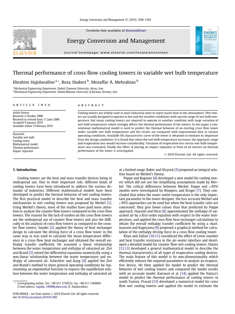 Thermal Performance of Cross Flow Towers | PDF | Humidity | Heat