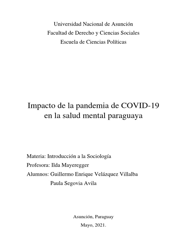 Impacto del COVID-19 en la salud mental en Paraguay | PDF | Depresión ...