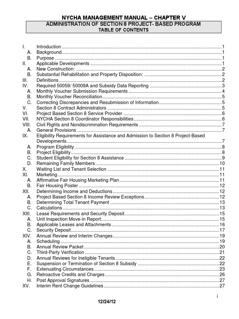 NYCHA Management Manual Chapter V | Download Free PDF | Section 8 ...
