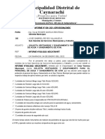 INFORME Nº006- SOLICITO VESTUARIOS Y EQUIPAMIENTO PARA EL AREA DE ATM