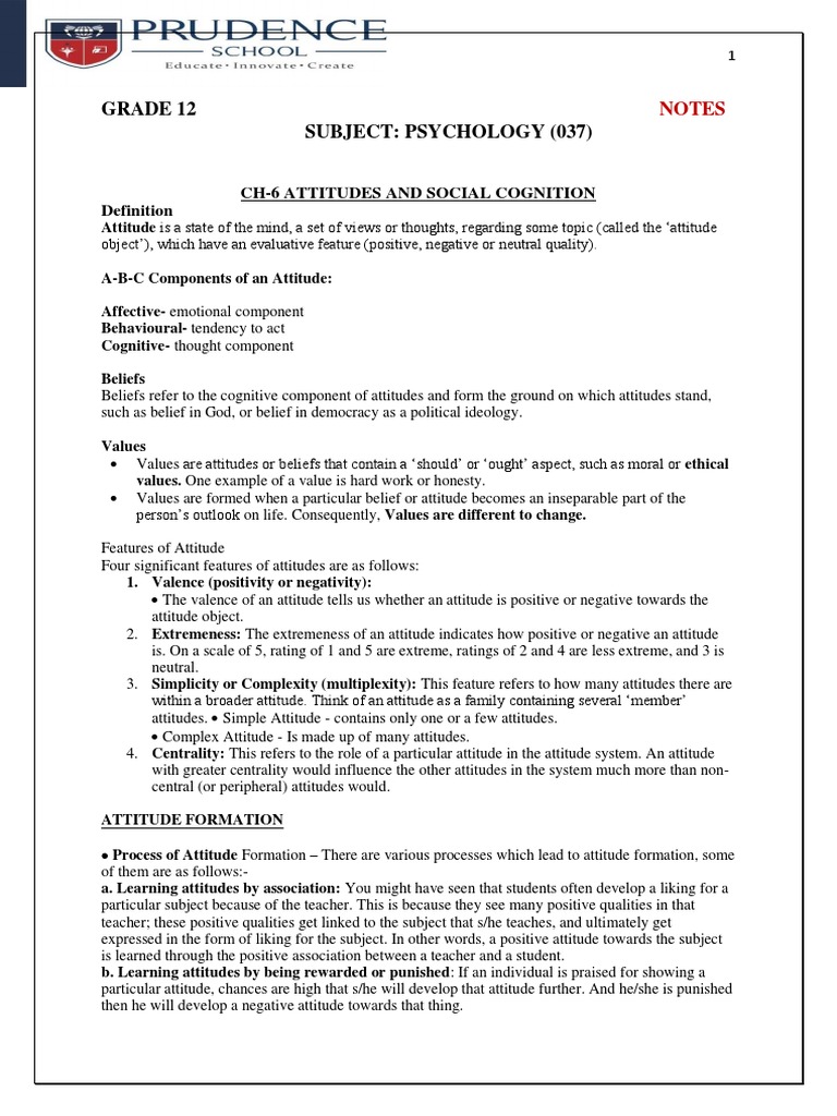 CH - 6 Attitude and Social Cognition | PDF | Attitude (Psychology ...