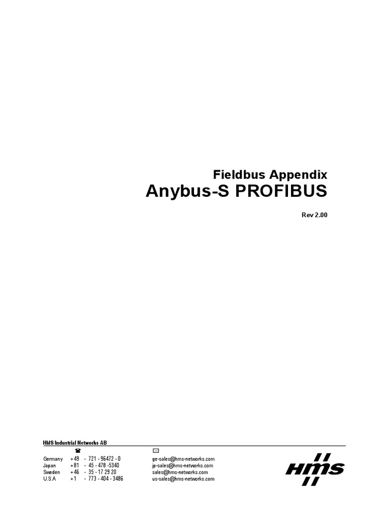 AnybusS PROFIBUS Fieldbus Appendix PDF Input/Output