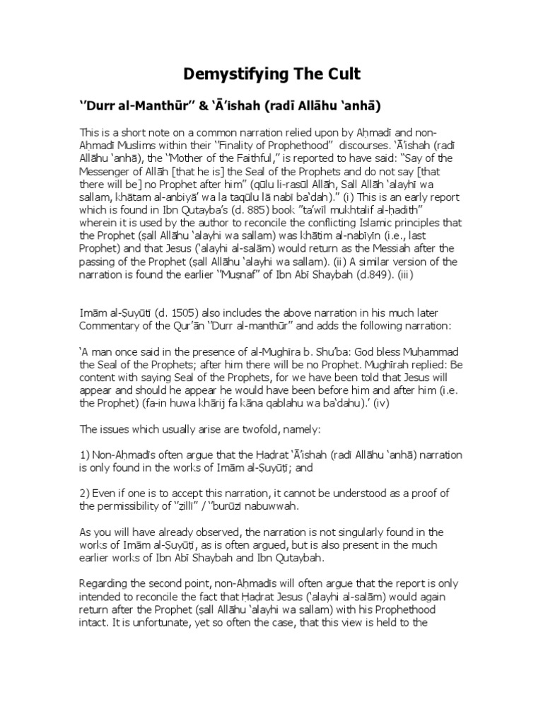 Durr al-Manthūr: Aḥmadī Perspectives | PDF | Prophets And Messengers In ...