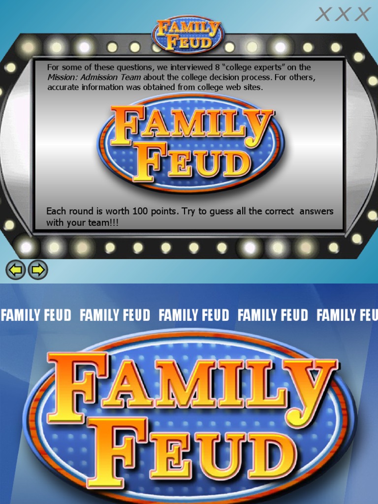 Family Feud Template PDF Sports Recreation Wellness