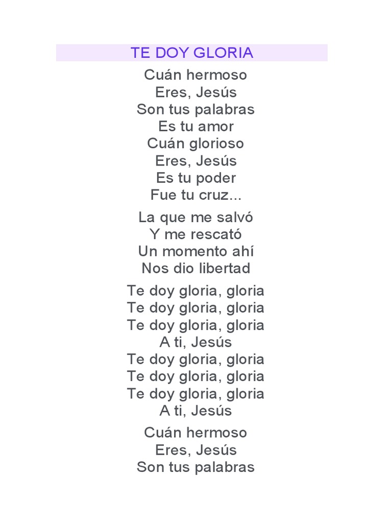 Te Doy Gloria: Letra y Alabanza a Jesús | PDF | Cristo (título)