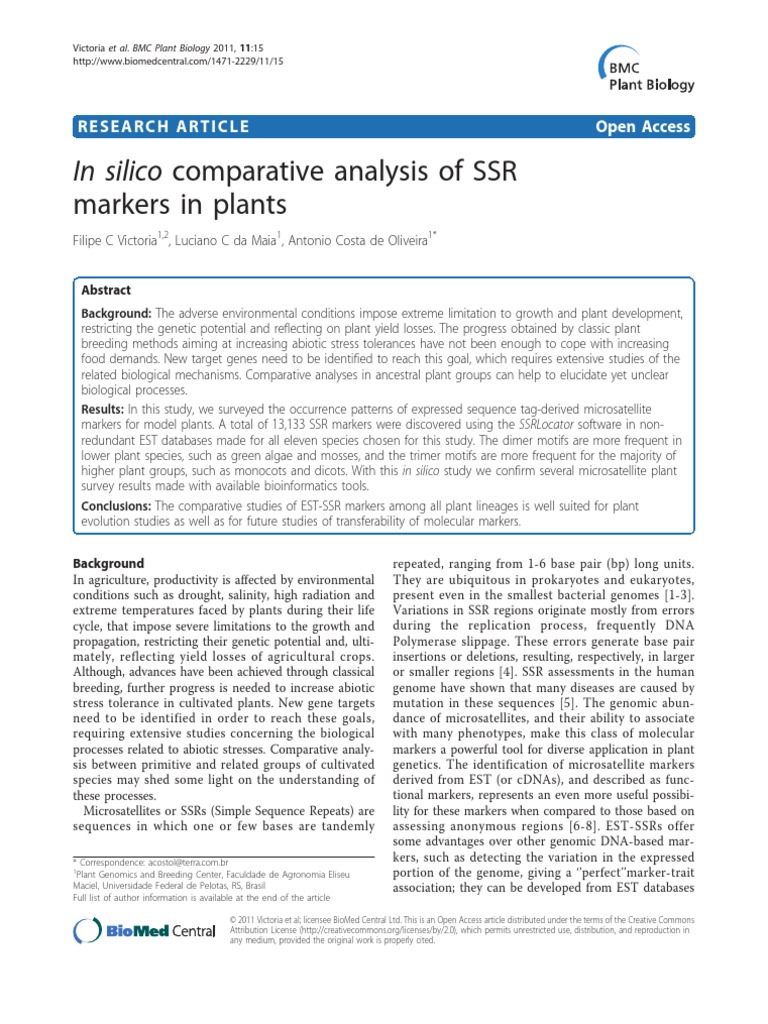 In Silico Comparative Analysis of SSR | PDF | Microsatellite ...