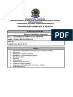 Programação Orientada a Objetos Técnico Informática IFPB