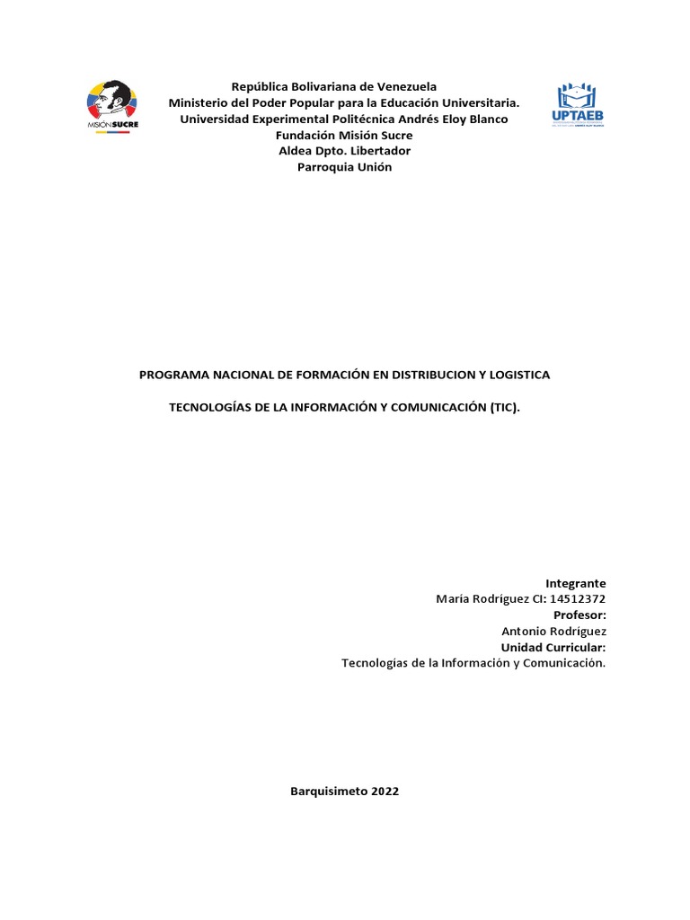 Tecnologías de La Información y Comunicación (TIC) . | PDF | Tecnología ...