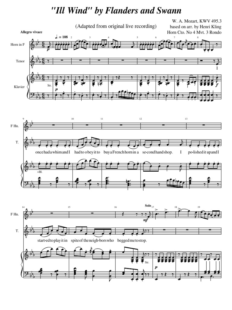 Flanders and Swann Horn Concerto PDF Elements Of Music Music Theory