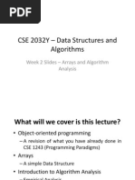 CSE 2032Y - Week 2 - Arrays and AlgoAnalysis