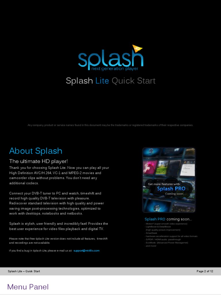 Splash Lite Player Quick Start Guide | PDF | Icon (Computing) | Video