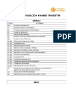 Calendarización Primer Trimestre 2022