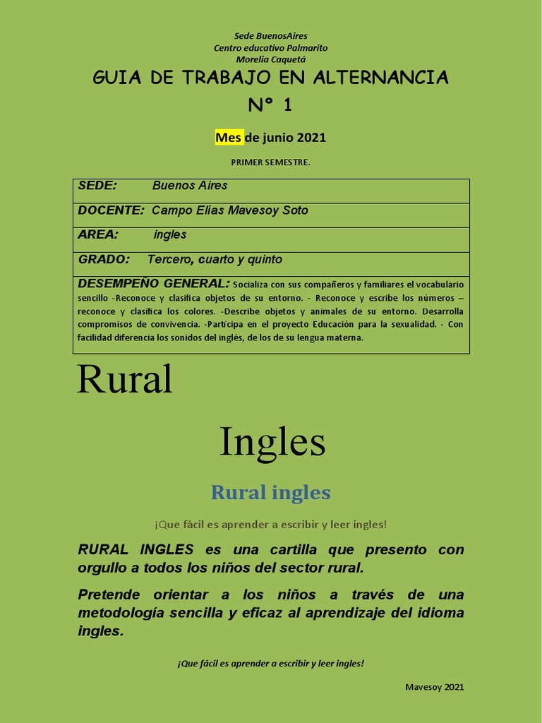 Rural English An Easy Guide to Learning English Writing and Reading