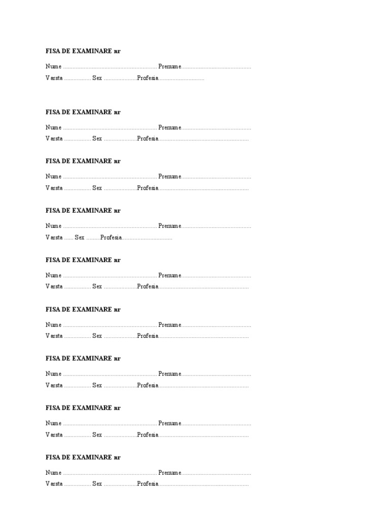 Fisa Pacienti | PDF