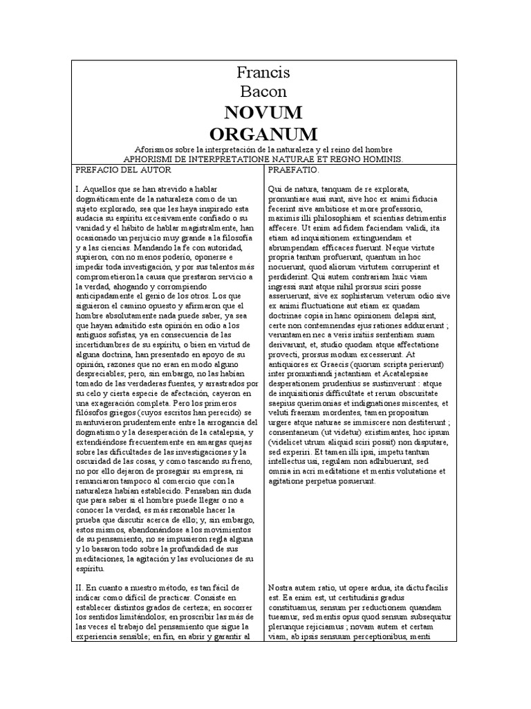 Aforismos de Bacon sobre la naturaleza | PDF | Verdad | Epistemología