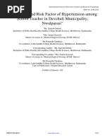 Prevalence and Risk Factor of Hypertension Among School Teacher in Devchuli Municipality, Nwalparasi