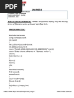 Lab Mst-1: Write A Program To Display Only The Missing Terms of Fibonacci Series Up To User Specified Limit