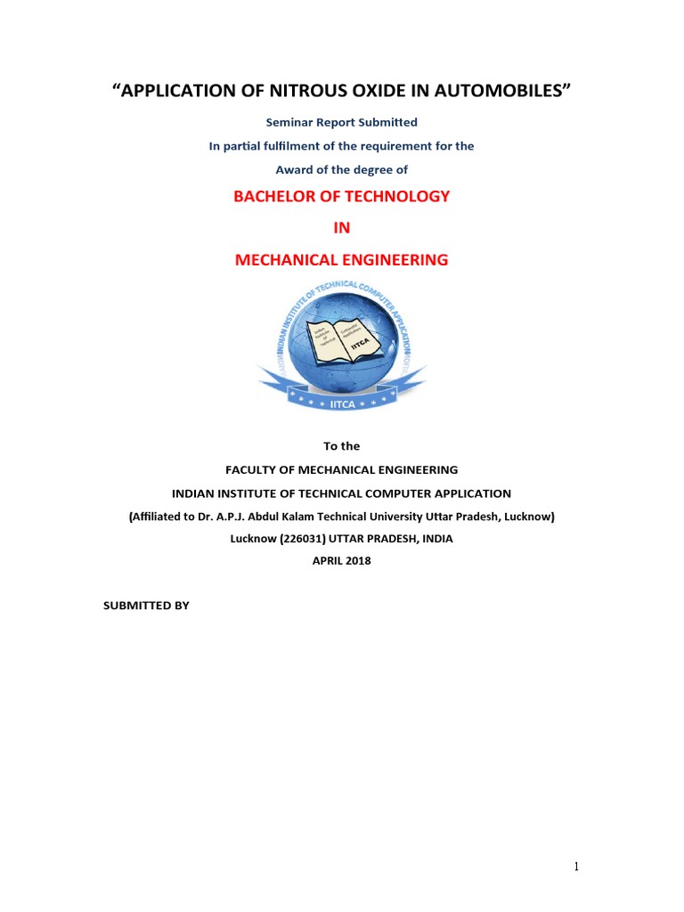 Application of Nitrous Oxide in Automobiles PDF Combustion