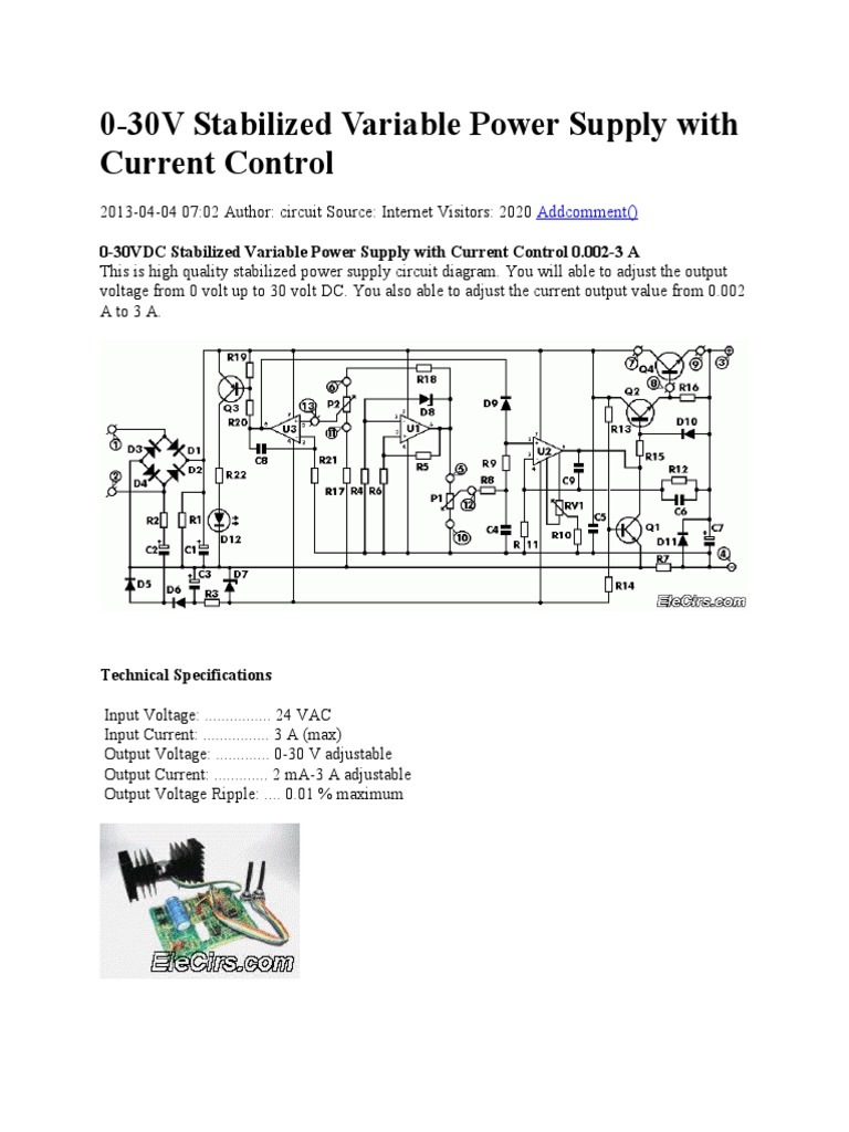 0-30V Adjustable Power Supply Circuit | PDF | Power Supply | Rectifier