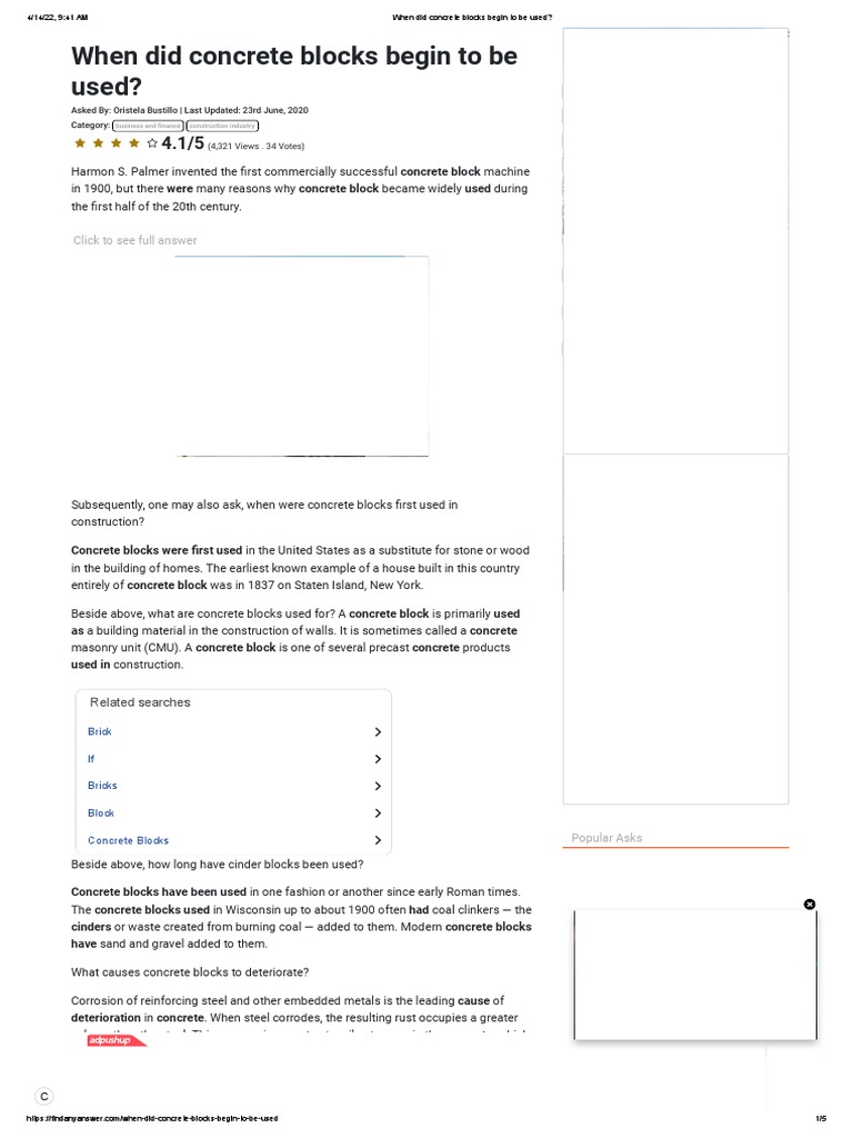 When Did Concrete Blocks Begin To Be Used PDF Concrete Cement