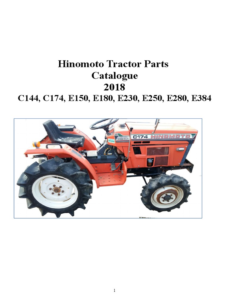 Hinomoto Tractor Parts Catalogue 2018 C144, C174, E150, E180, E230