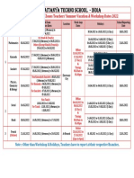 Bangalore & Karnataka Zones Teachers' Summer Vacation & Workshop Schedule 2022