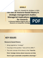 The Role of Resource-Based Theory in Strategic Management Studies: Managerial Implications and Hints For Research