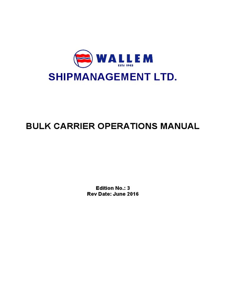 Bulk Carrier Manual WSM | PDF | Ships | Watercraft