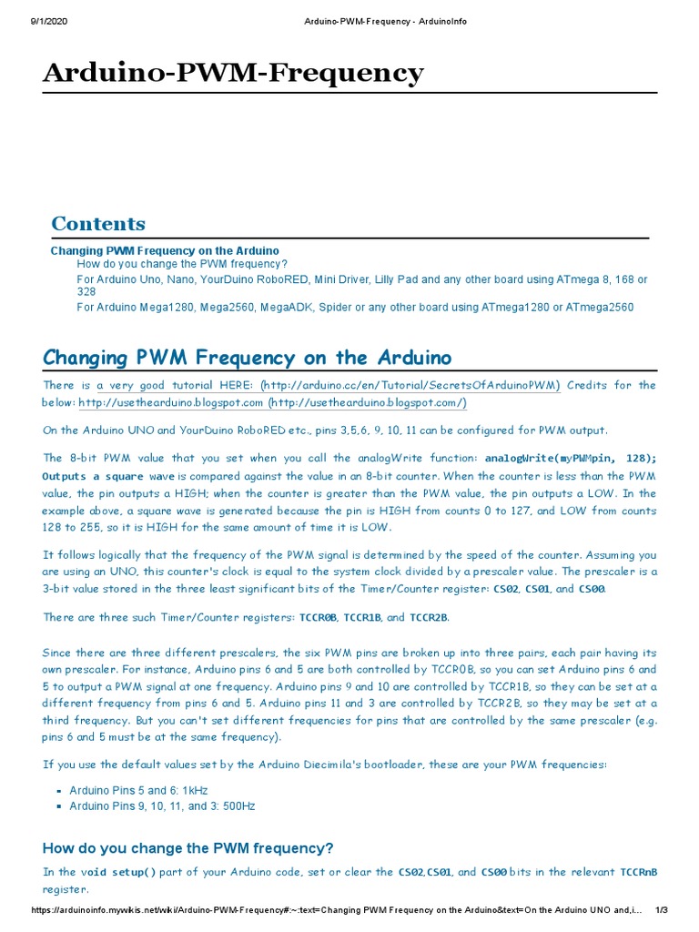 Adjusting PWM Frequencies on Arduino Boards: A Guide to Changing the ...