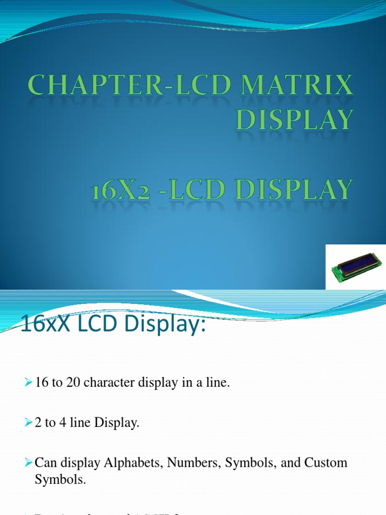 16X2 LCD Display PDF