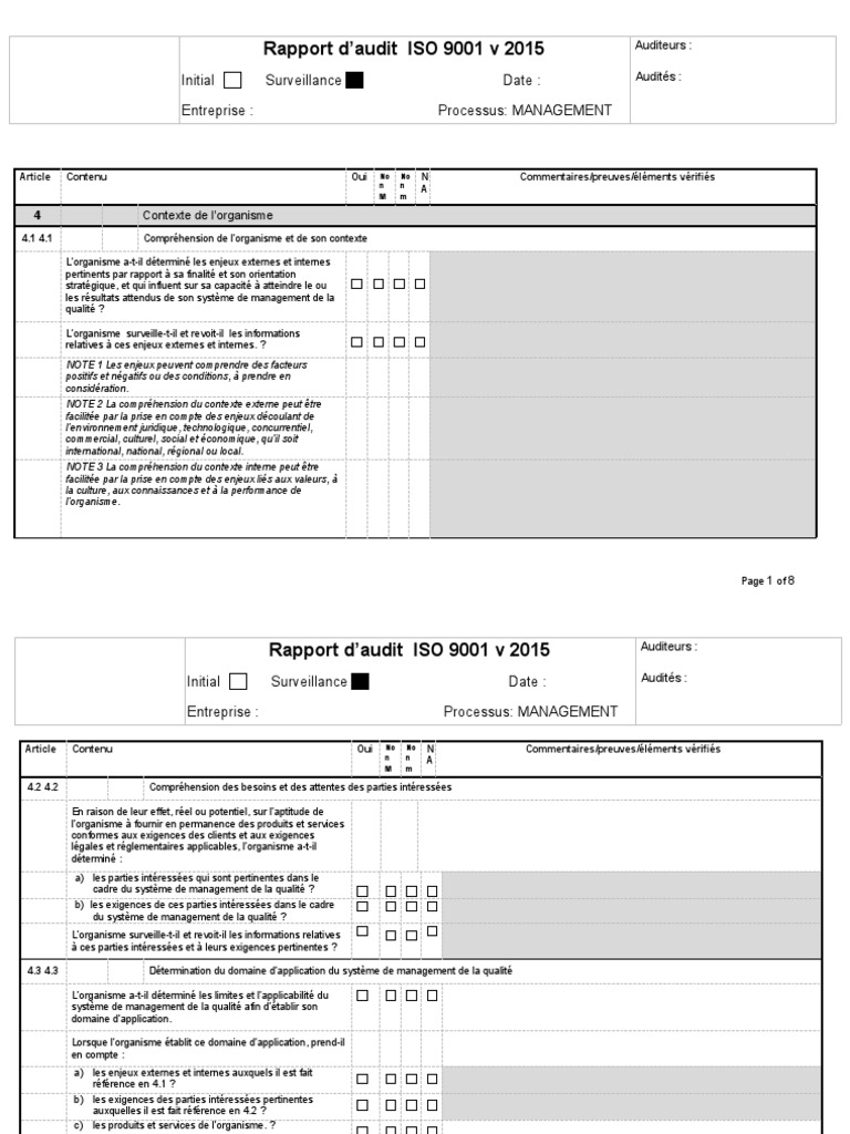 Rapport D'audit - Processus Management | Download Free PDF | Système de ...