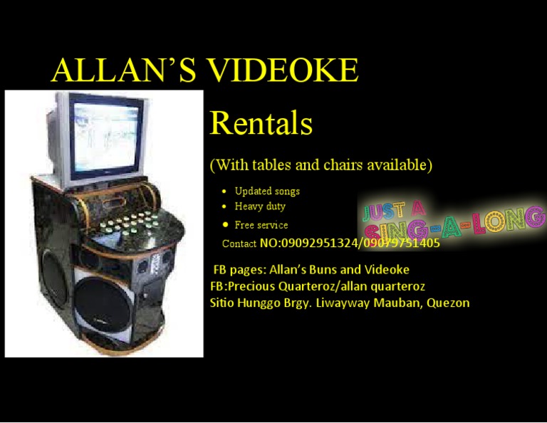 Allan'S Videoke Rentals (With Tables and Chairs Available) PDF